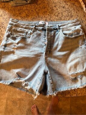 Mica Distressed Light Blue Women's Denim Shorts